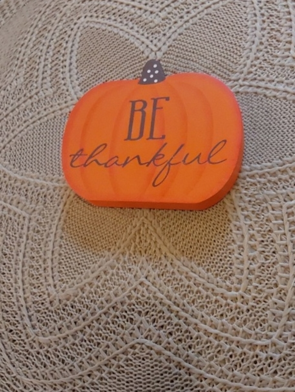 Be Thankful Orange Pumpkin Accent Tabletop